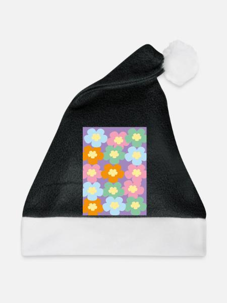 Flowerpower - Weihnachtsmütze - Schwarz/Weiß