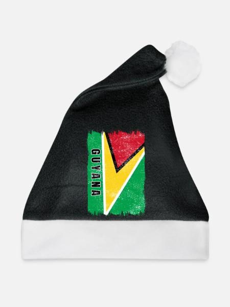 Guyana Flagge - Weihnachtsmütze - Schwarz/Weiß