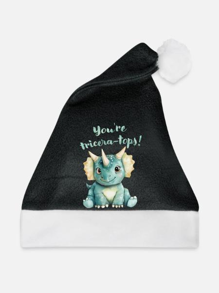 Triceratops Dinosaurier "Ihr seid Tricera-Tops!" - Weihnachtsmütze - Schwarz/Weiß