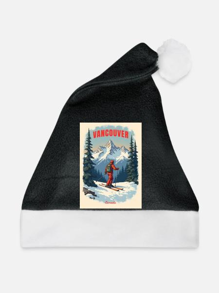 Vancouver Berglandschaft - Weihnachtsmütze - Schwarz/Weiß