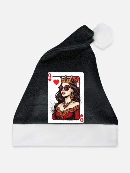 Königin-Herz-Karte passt zum Valentinstags-Liebespaar - Weihnachtsmütze - Schwarz/Weiß - Vorne