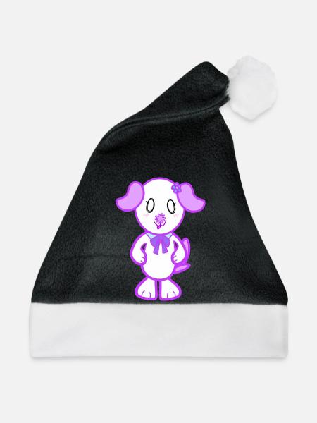 KawaiiDOGGOS – Flora-Druck - Weihnachtsmütze - Schwarz/Weiß