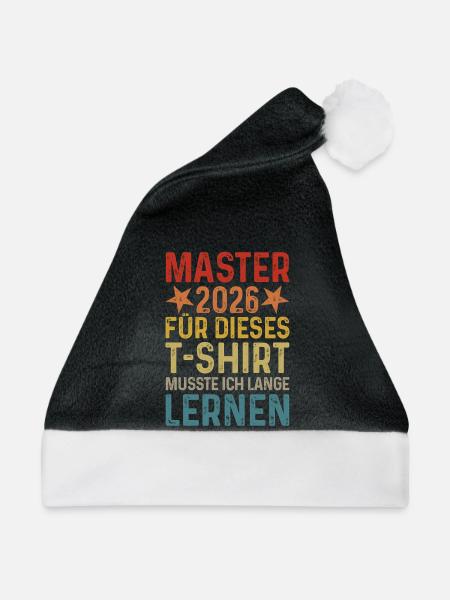 Master 2026 Abschluss T-Shirt - Weihnachtsmütze - Schwarz/Weiß