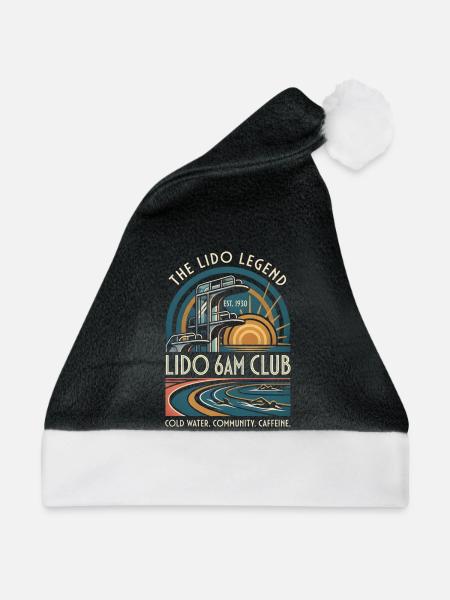 Lido Legend 6AM Club – Art Déco Freiluftschwimmen - Weihnachtsmütze - Schwarz/Weiß - Vorne