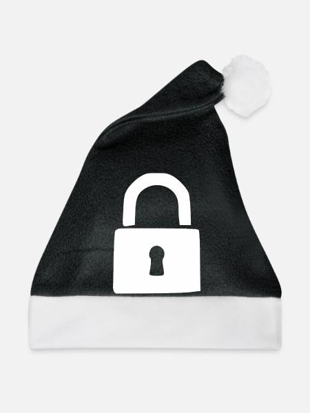 Vorhängeschloss weiß Geschenk - Weihnachtsmütze - Schwarz/Weiß