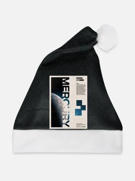 Merkur-Umlaufbahn-Poster - Weihnachtsmütze - Schwarz/Weiß - Vorne