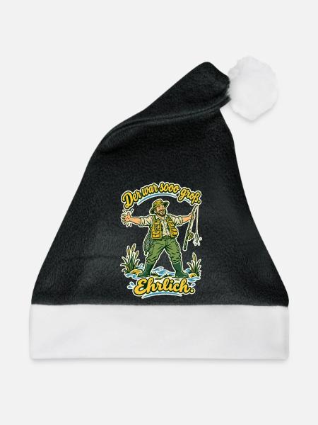 Angler Der war sooo groß - Weihnachtsmütze - Schwarz/Weiß