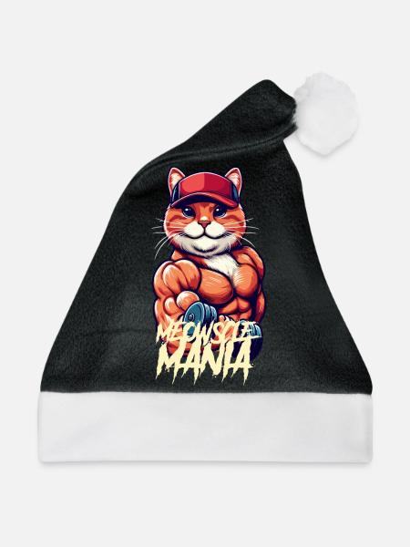Miau-Manie - Weihnachtsmütze - Schwarz/Weiß - Vorne