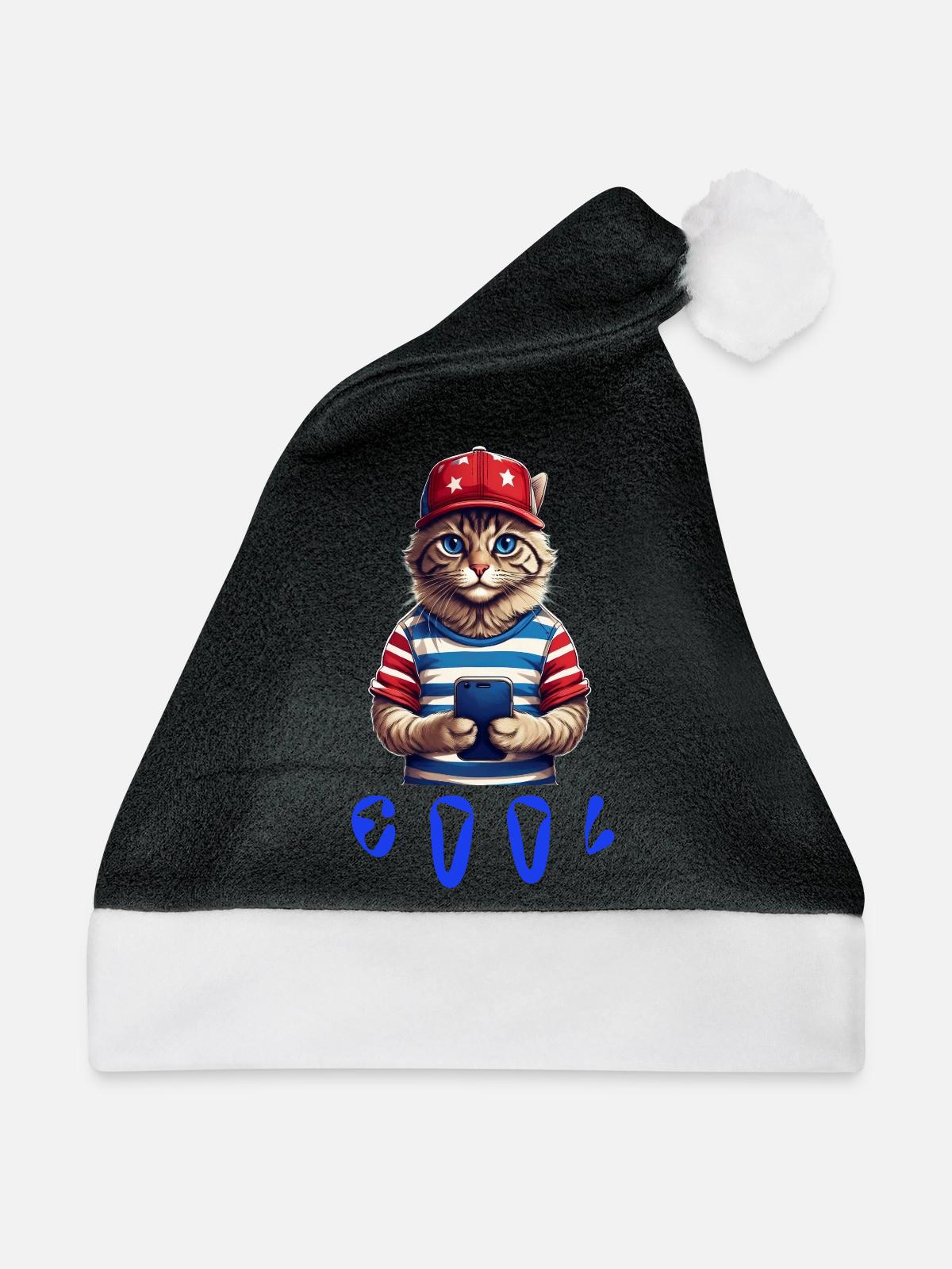 Coole cat - Weihnachtsmütze - Schwarz/Weiß - Vorne