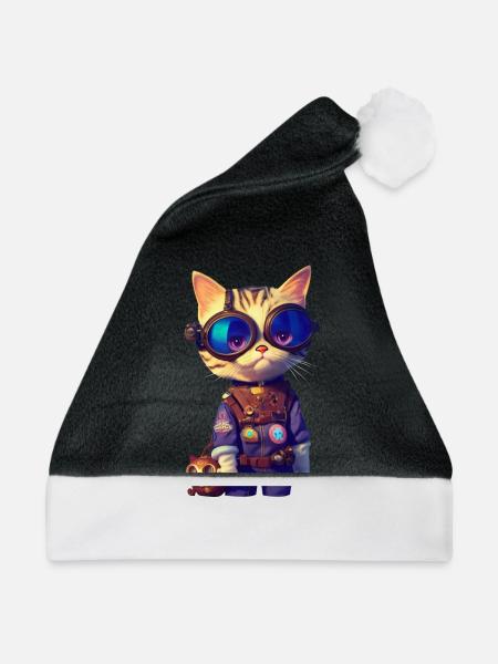 Aviator Katze - Weihnachtsmütze - Schwarz/Weiß