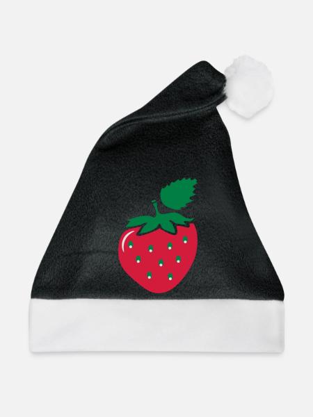 Erdbeere - Weihnachtsmütze - Schwarz/Weiß