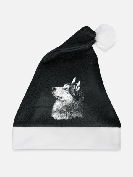 Husky - Weihnachtsmütze - Schwarz/Weiß - Vorne