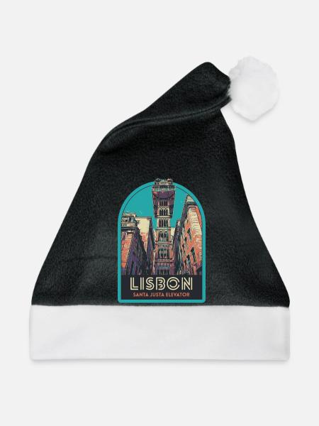 Lissabon, schöne Stadt Portugal Aufzug Sta Justa - Weihnachtsmütze - Schwarz/Weiß - Vorne