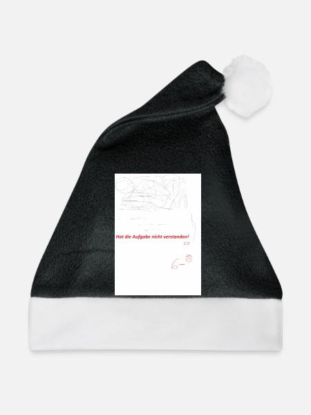 Aufgabenverwirrte Skizzen mit rotem Hinweis - Weihnachtsmütze - Schwarz/Weiß - Vorne
