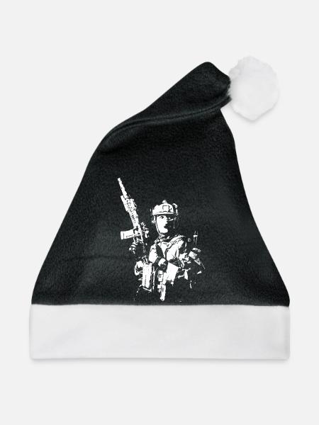 Militärischer Stencil Soldat - Weihnachtsmütze - Schwarz/Weiß