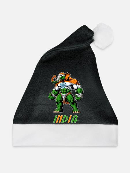 Indien Elefant Flaggen Design - Weihnachtsmütze - Schwarz/Weiß