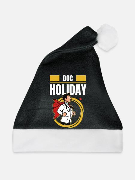 Doc Holiday – Arzt im Arbeitszeitbetrug Stil - Weihnachtsmütze - Schwarz/Weiß - Vorne