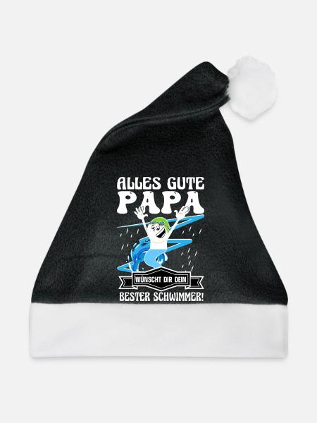 Alles gute Papa wünscht dein bester Schwimmer  - Weihnachtsmütze - Schwarz/Weiß - Vorne
