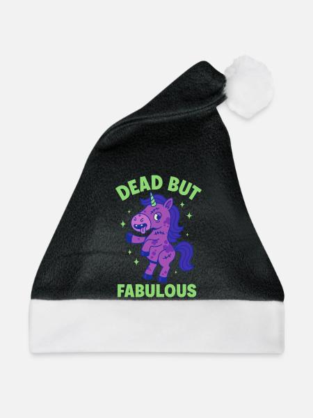 Buntes Einhorn mit Spruch - Weihnachtsmütze - Schwarz/Weiß