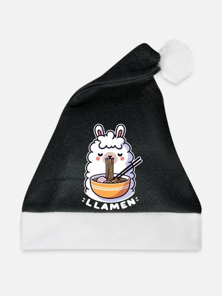 Llamen Ramen Lama - Weihnachtsmütze - Schwarz/Weiß