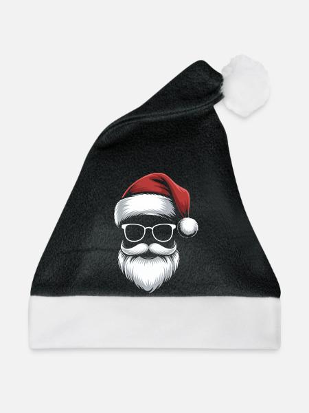 Santa Gläser mit Bart & Mütze - Weihnachtsmütze - Schwarz/Weiß