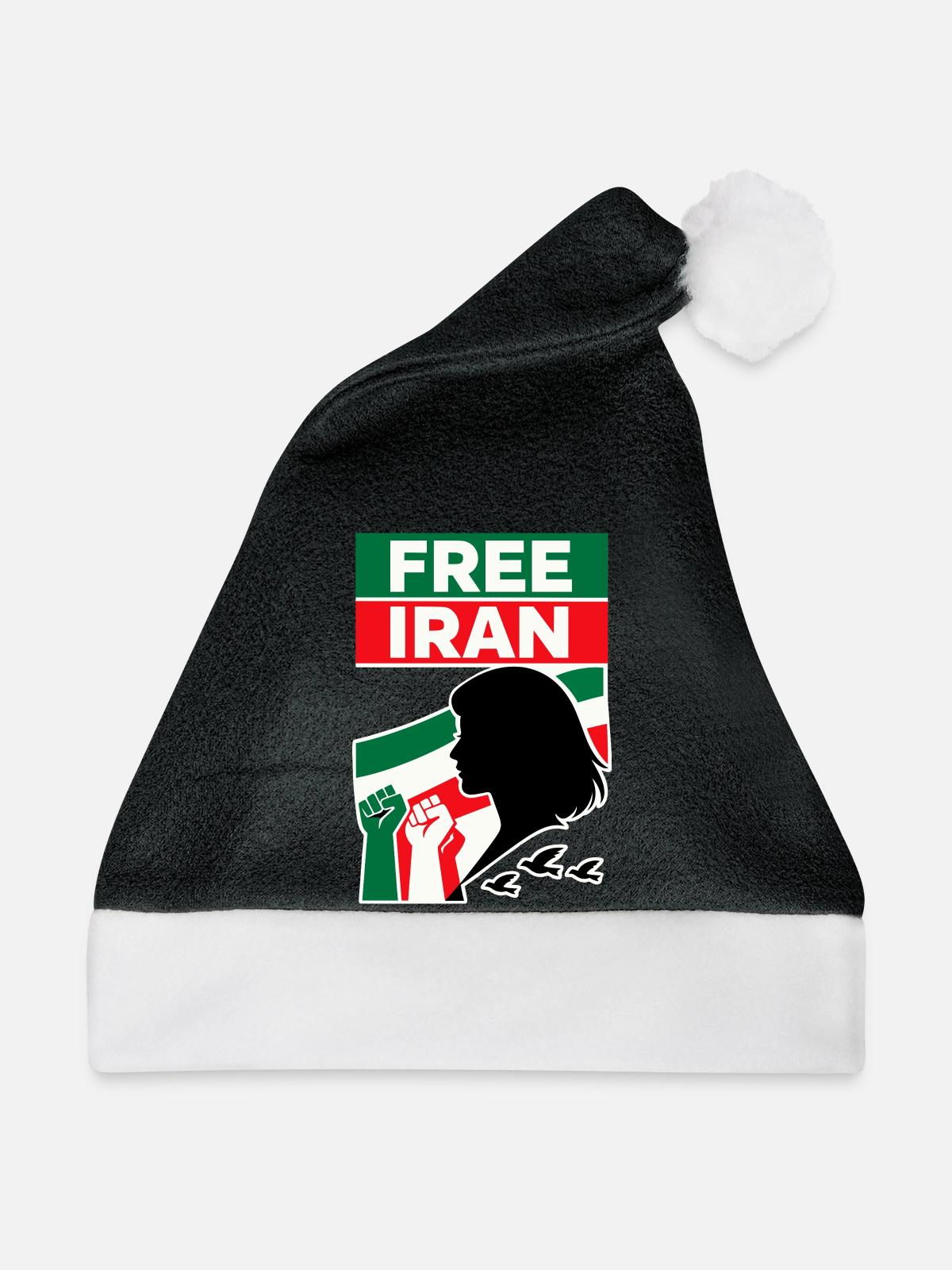Free Iran - Weihnachtsmütze - Schwarz/Weiß - Vorne