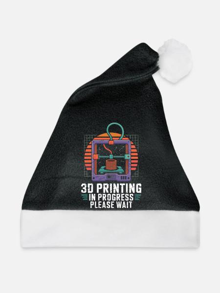  3D Printing In Progress Please Wait Lustiger 3D - Weihnachtsmütze - Schwarz/Weiß - Vorne