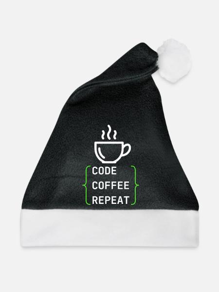 Code Coffee Repeat – Developer IT Design - Weihnachtsmütze - Schwarz/Weiß