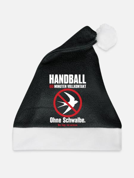 Ohne Schwalbe – Handballer Geschenk - Weihnachtsmütze - Schwarz/Weiß - Vorne