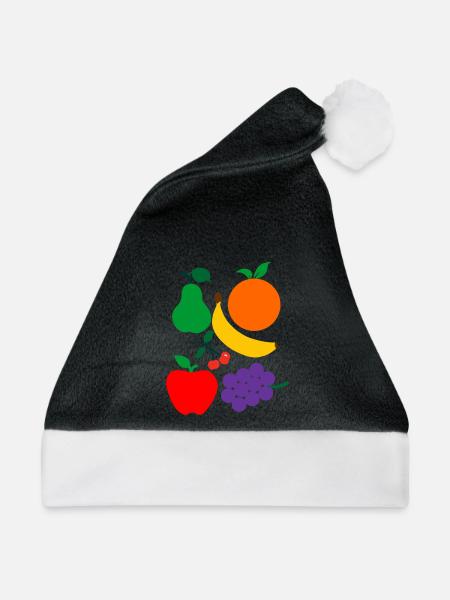Obst - Weihnachtsmütze - Schwarz/Weiß - Vorne