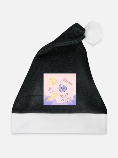 Pastellmeer Muscheln Seesterne - Weihnachtsmütze - Schwarz/Weiß