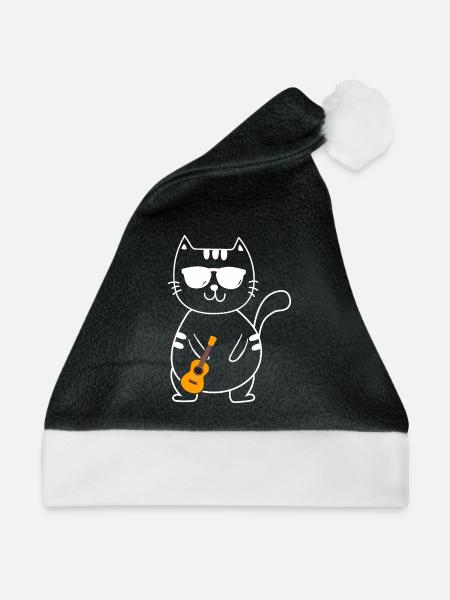 Ukulele - Weihnachtsmütze - Schwarz/Weiß