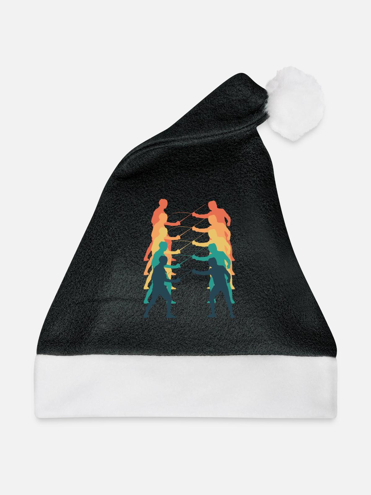 Fechten Retro - Weihnachtsmütze - Schwarz/Weiß - Vorne