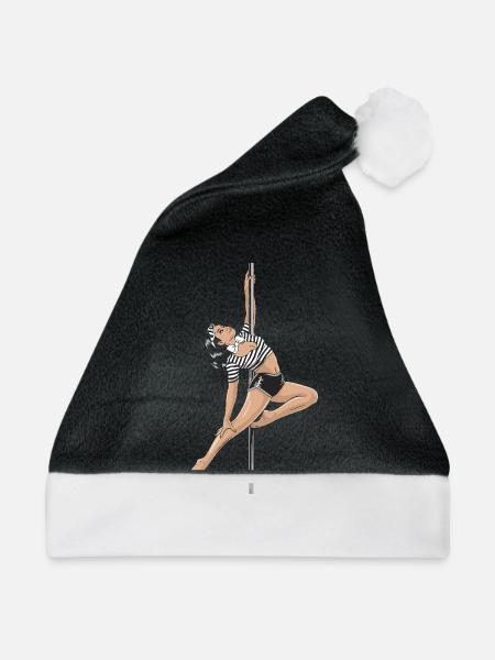 Pole Dance Pole Tänzerin Stangentanz - Weihnachtsmütze - Schwarz/Weiß - Vorne