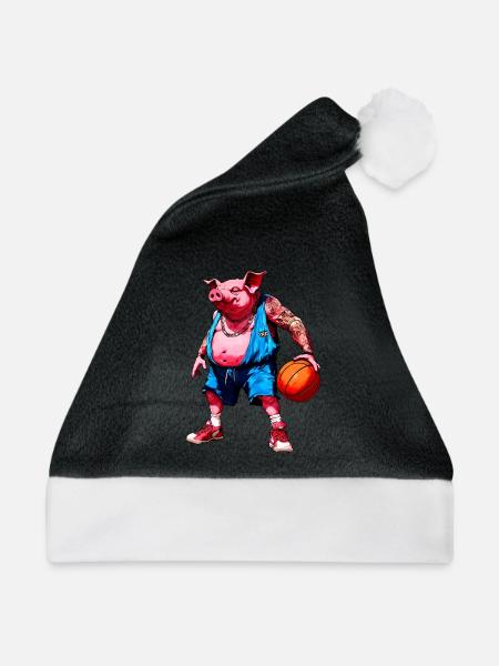 Schwein Basketball - Weihnachtsmütze - Schwarz/Weiß