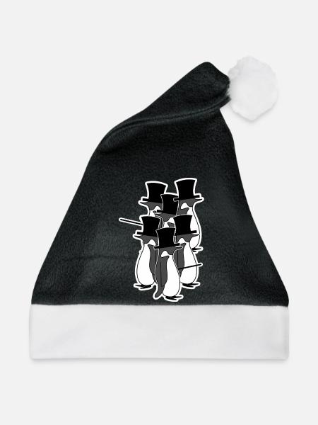 Vögel Vintage Pinguin Tier Seevogel Arktis - Weihnachtsmütze - Schwarz/Weiß - Vorne