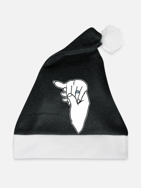 Verlobungs-Ehering-Hand - Weihnachtsmütze - Schwarz/Weiß - Vorne
