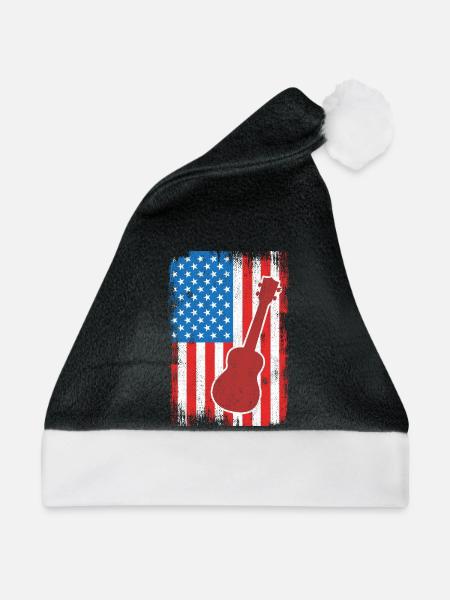 4. Juli USA Ukulele - Weihnachtsmütze - Schwarz/Weiß