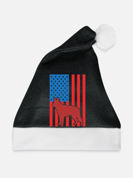 Schäferhund US Flagge - Weihnachtsmütze - Schwarz/Weiß