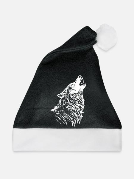 Kriegerischer Wolf mit Tribal-Design - Weihnachtsmütze - Schwarz/Weiß - Vorne