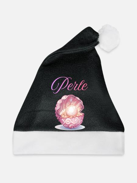 Perle im Rosenmuschel - Weihnachtsmütze - Schwarz/Weiß