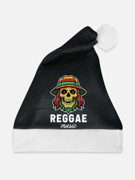 Rastafari-Totenkopf mit Reggae-Hut - Weihnachtsmütze - Schwarz/Weiß