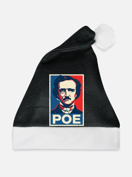 Gotische literarische Porträtplakate - Weihnachtsmütze - Schwarz/Weiß - Vorne
