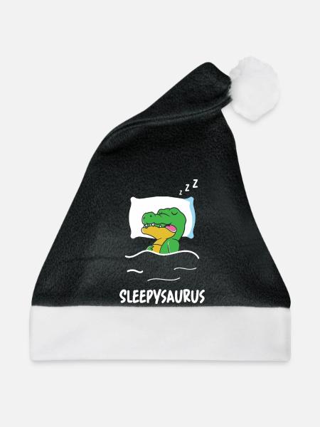 Sleepysaurus Dino Schlafen Lustiger Spruch Dinosau - Weihnachtsmütze - Schwarz/Weiß - Vorne