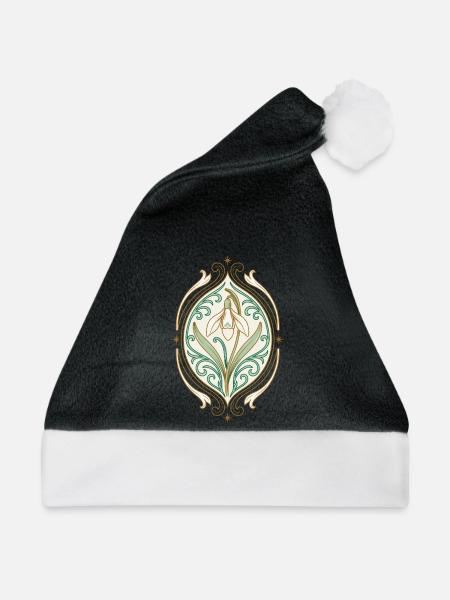 Jugendstil Iris Ornament - Weihnachtsmütze - Schwarz/Weiß