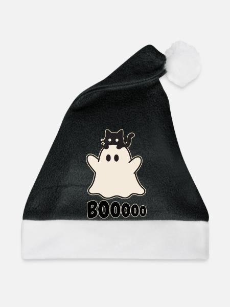 Black Cat und Ghost - Weihnachtsmütze - Schwarz/Weiß