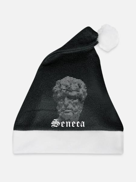 Seneca ASCII Kunstporträt - Weihnachtsmütze - Schwarz/Weiß - Vorne