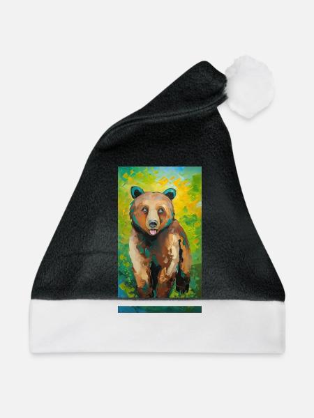 Bear Painting Bär Gemälde - Weihnachtsmütze - Schwarz/Weiß
