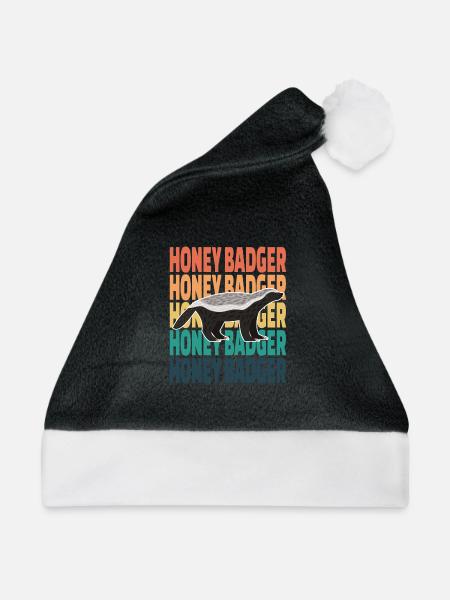 Honig Dachs Retro - Weihnachtsmütze - Schwarz/Weiß - Vorne