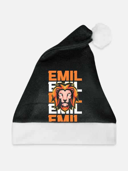 Löwe Emil - Weihnachtsmütze - Schwarz/Weiß - Vorne